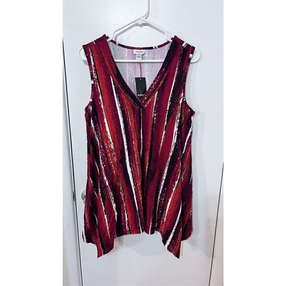 Avenue Women's V Neck Sleeveless Swing Tank Top Spice Stripe Size 14 NWT P1-232 - Picture 2 of 12